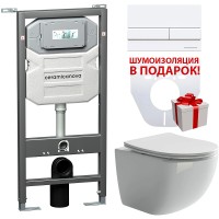 Комплект унитаза с инсталляцией Ceramicanova Forma CN3009_1002W_1000 с сиденьем Микролифт и Белой клавишей смыва фарфор подвесной