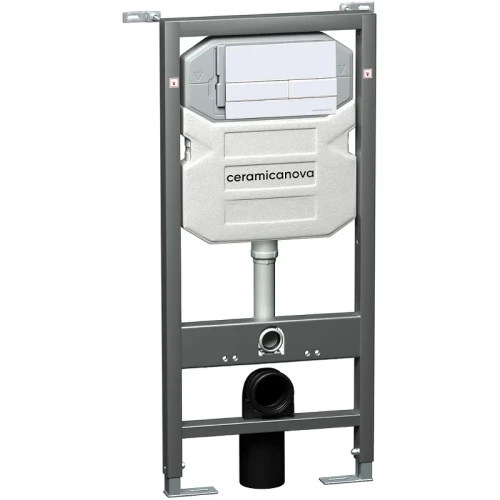 Комплект унитаза с инсталляцией Ceramicanova Forma CN3009_1002W_1000 с сиденьем Микролифт и Белой клавишей смыва фарфор подвесной