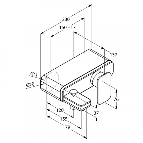 Смеситель для ванны Kludi E2 494450575 Хром латунь на стену