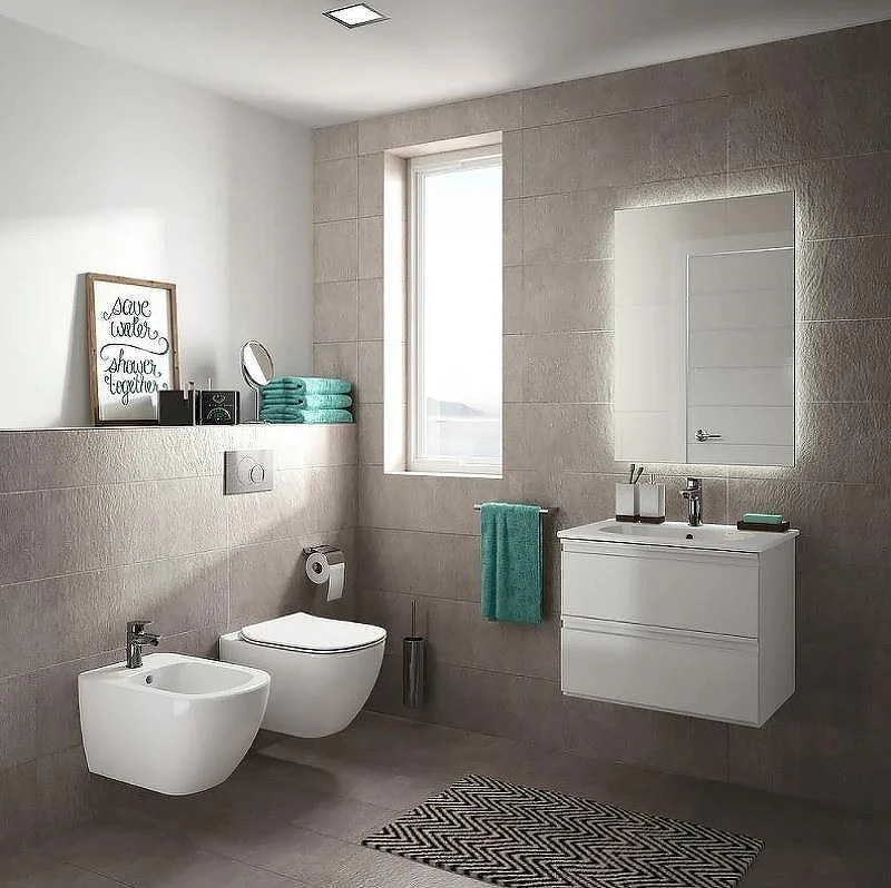 Унитаз с инсталляцией Ideal Standard Tesi PR386801 с сиденьем Микролифт и клавишей смыва Хром