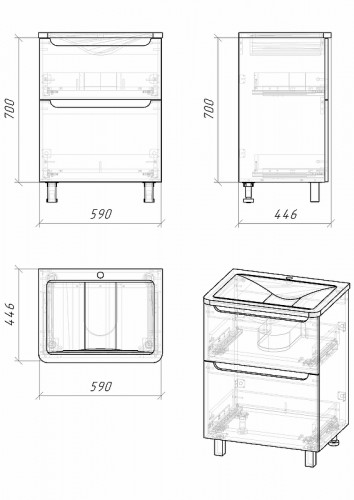 Тумба под раковину Grossman Адель 60 106007 Белая МДФ / ЛДСП