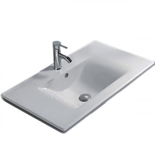 Раковина CeramaLux 76 JY-807-75 Белая фаянс полувстраиваемая