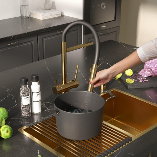 Смеситель для кухни Reflexion Lago RX9901GD цвет Брашированное золото