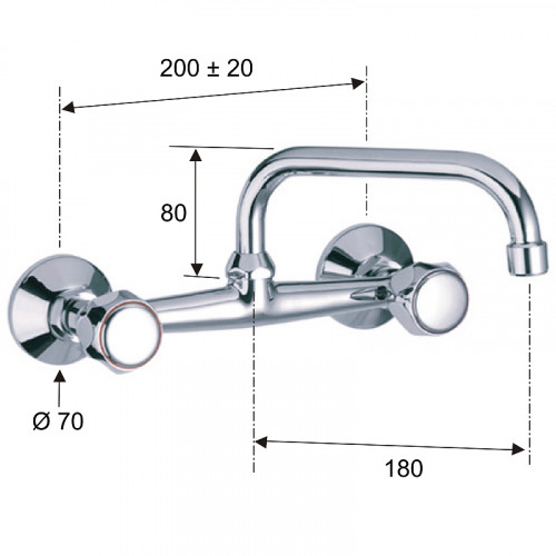 Смеситель для кухни Remer Y-YG 41LSY Хром латунь на стену