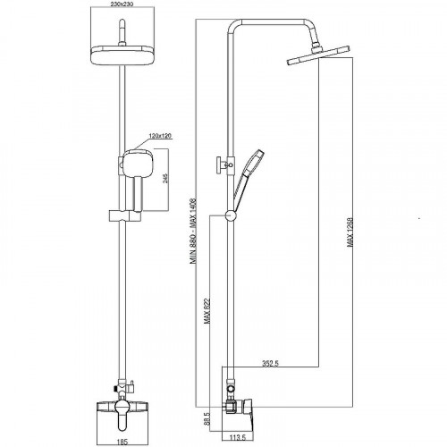 Душевая система Orange OneLife P01-912b Черная матовая нержавеющая сталь на стену