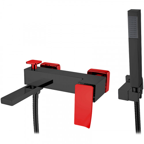 Смеситель для ванны Boheme Q 143-BR.2 Черный Красный латунь на стену