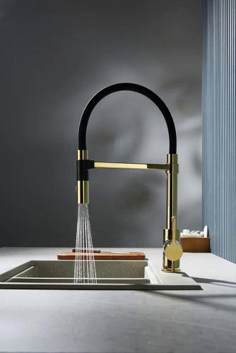 Смеситель для кухни Rose R133E цвет Золото Черный