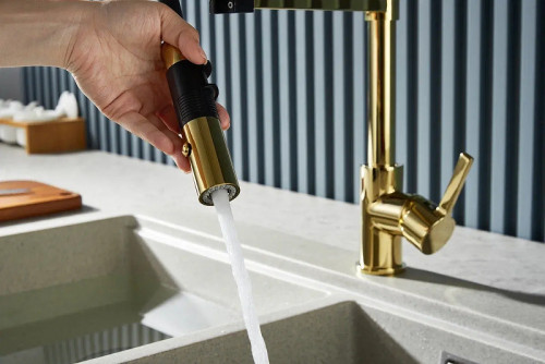 Смеситель для кухни Rose R133E цвет Золото Черный