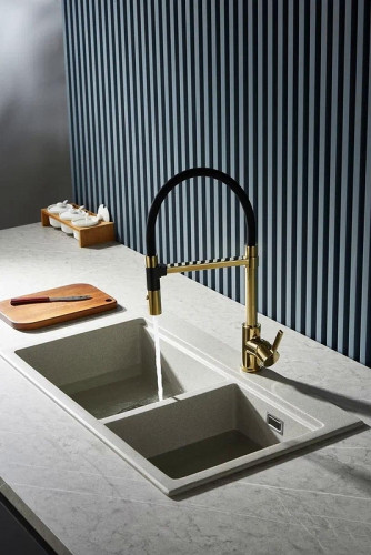 Смеситель для кухни Rose R133E цвет Золото Черный