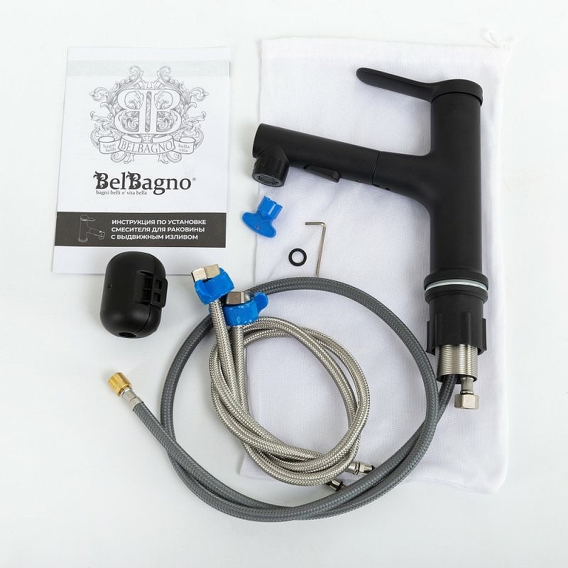 Смеситель для раковины BelBagno BB-LVMD-NERO-W0 Черный матовый латунь