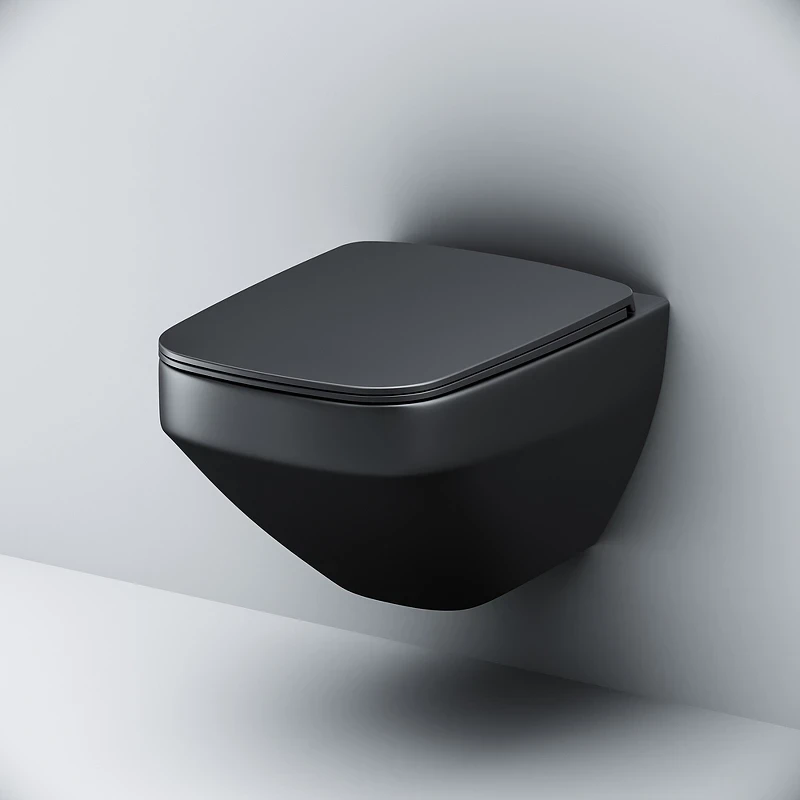Комплект унитаза с инсталляцией AM.PM Inspire V2.0 CK50GG Черный матовый с сиденьем Микролифт с Черной глянцевой клавишей смыва с гигиеническим душем и аксессуарами для ванной комнаты фарфор подвесной