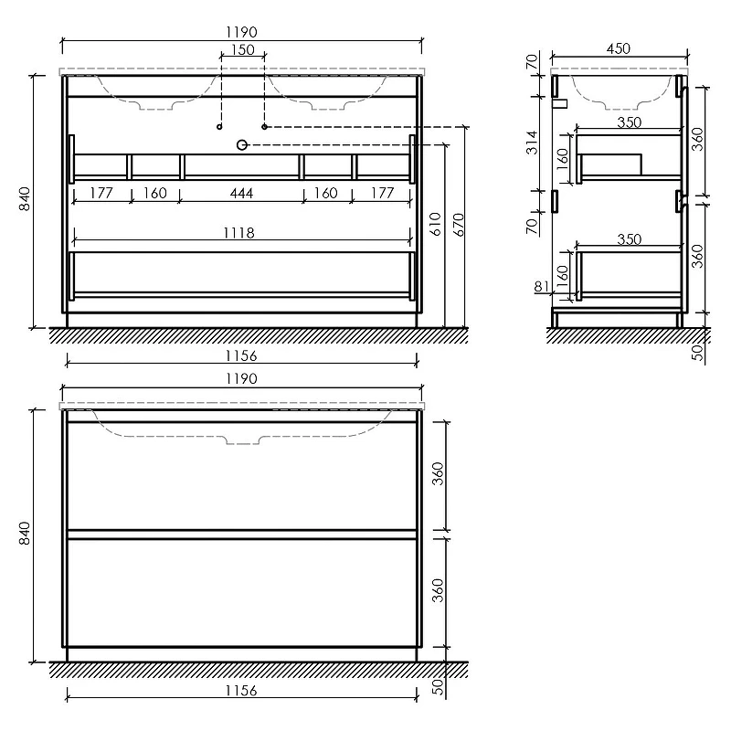 Тумба под раковину Sancos Libra Floor 120 LB120F-2W Белый глянец МДФ / ЛДСП