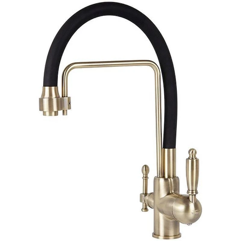 Кухонная мойка Mixline Pro 50 554770 цвет Черный графит со смесителем Viko V-5613 Бронза Черный