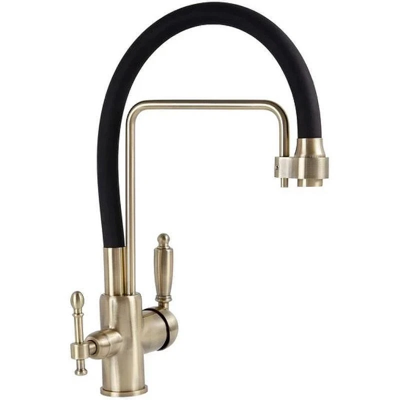 Кухонная мойка Mixline Pro 50 554770 цвет Черный графит со смесителем Viko V-5613 Бронза Черный