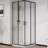 Душевой уголок Vincea City 90x90 VSS-5CT900CLGM профиль Вороненая сталь стекло прозрачное