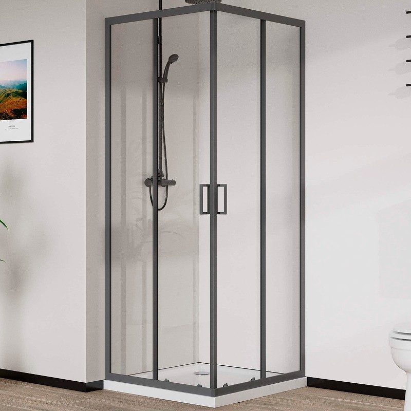 Душевой уголок Vincea City 90x90 VSS-5CT900CLGM профиль Вороненая сталь стекло прозрачное