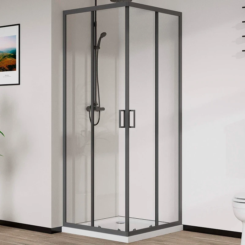Душевой уголок Vincea City 90x90 VSS-5CT900CLGM профиль Вороненая сталь стекло прозрачное