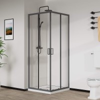 Душевой уголок Vincea City 90x90 VSS-5CT900CLGM профиль Вороненая сталь стекло прозрачное