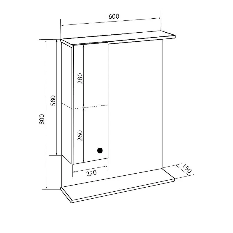 Зеркало со шкафом Loranto Моника 60 L CS00047789 цвет Белый