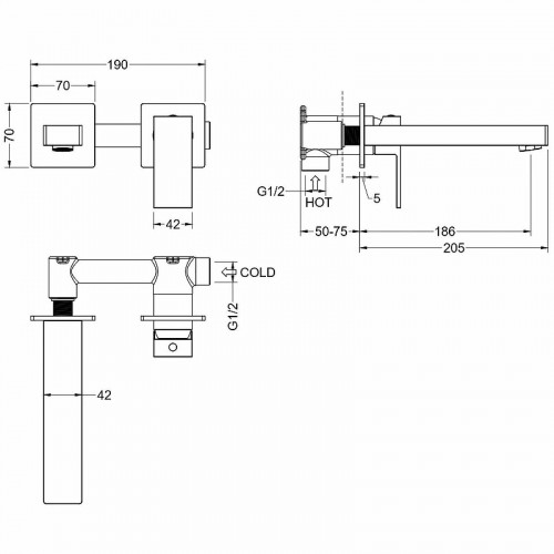 Смеситель для раковины Aquatek Либра AQ1613CR Хром латунь встраиваемый