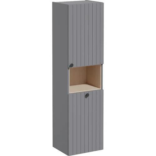 Шкаф пенал Vitra Root Groove 40 R 69102 подвесной с бельевое корзиной Серый матовый МДФ / ЛДСП