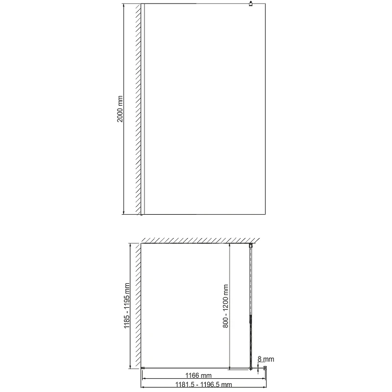 Душевая перегородка WasserKRAFT Abens 120 20W40 профиль Черный стекло прозрачное