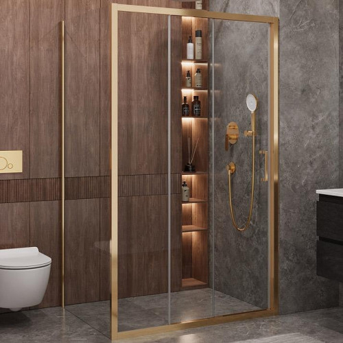 Душевой уголок Cezares Molveno 120x90 MOLVENO-AHF-31-120/90-C-BORO-IV профиль Брашированное золото стекло прозрачное