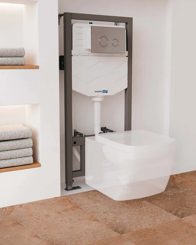 Инсталляция WasserKRAFT Aller 10TLT.010.ME.CH01 для унитаза с клавишей смыва Хром нержавеющая сталь