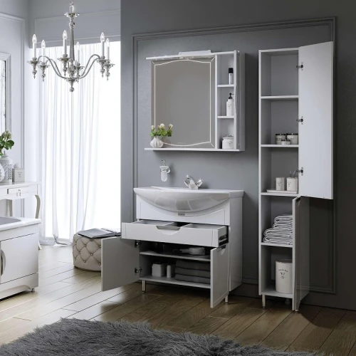 Зеркало со шкафом Alavann Monaco 80 R ALV0268004 с подсветкой цвет Белый