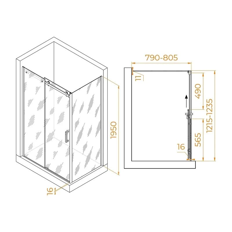 Душевой уголок RGW Tornado 120x80 02074428-14 профиль цвет Черный стекло прозрачное