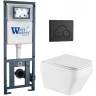 Комплект унитаза с инсталляцией WeltWasser MARBERG 410 + HOFBACH 041 GL-WT + MAR 410 RD MT-BL 10000011677 цвет Белый глянцевый с сиденьем Микролифт и клавишей смыва цвет Черный матовый