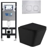 Комплект унитаза с инсталляцией WeltWasser AMBERG 506 + GELBACH 043 MT-BL + AMBERG RD-MT CR 10000011987 цвет Черный матовый с сиденьем Микролифт и клавишей смыва цвет Хром матовый