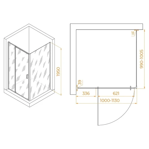 Душевой уголок RGW Passage 100x100 350807800-14 профиль цвет Черный стекло прозрачное