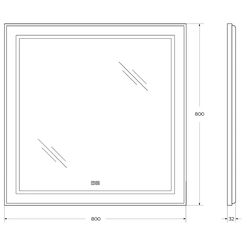 Зеркало BelBagno Kraft 80 SPC-KRAFT-800-800-LED-TCH-WARM с подсветкой Сатин с сенсорным выключателем и подогревом стекло