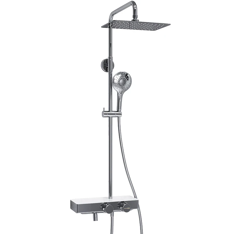 Душевая система WasserKRAFT A113.069.101.CH Thermo с термостатом Хром Белая латунь на стену