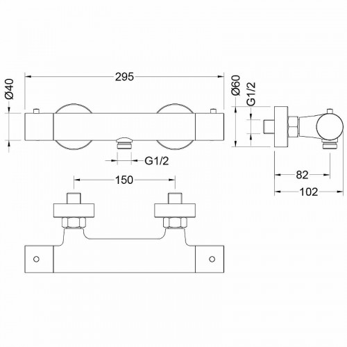 Смеситель для душа Aquatek Европа AQ1363CR с термостатом Хром латунь на стену