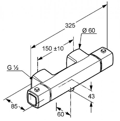 Смеситель для душа Kludi Q-Beo 504000542 с термостатом Хром на стену