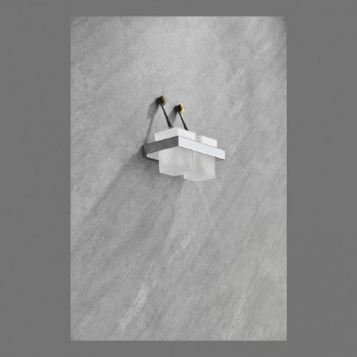 Стакан для зубных щеток Grocenberg AC0022CR двойной цвет Хром