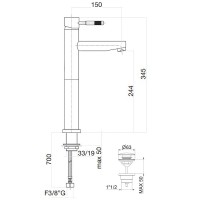 Смеситель для раковины Webert Rimini RI830402015 с донным клапаном Хром латунь