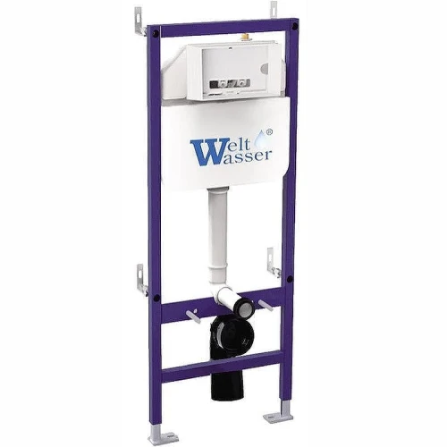 Комплект унитаза с инсталляцией WeltWasser BAMBERG 460 + MERZBACH 043 XL MT-BL + BAMBERG CR 10000014128 цвет Черный матовый с сиденьем Микролифт и клавишей смыва цвет Хром