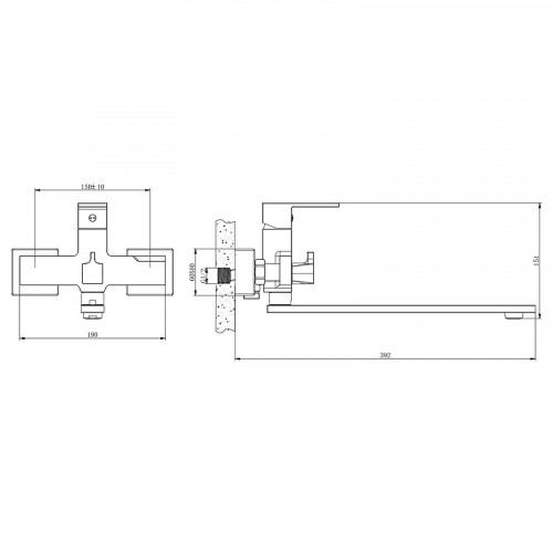Смеситель для ванны Belz B613-3 B22613-3 универсальный Вороненая сталь латунь на стену
