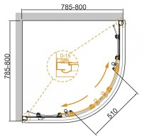 Душевой уголок Cezares Giubileo R2 80x80 GIUBILEO-R-2-80-SCORREVOLE-C-Br прозрачное стекло профиль Бронза