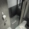 Душевая дверь Maybah Glass MGD-457-5 800x1980 на монопетле Хром матовый стекло графитовое матовое