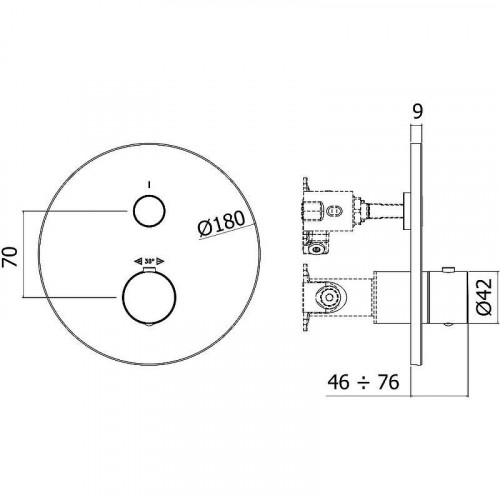 Смеситель для душа Paffoni Compact Box CPT013HGSP с термостатом цвет Золото медовое брашированное