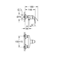 Смеситель для душа Grohe Baucurve 23631000 Хром латунь на стену
