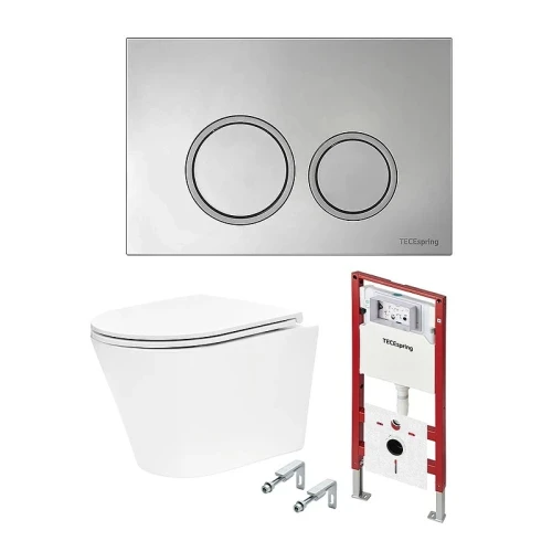 Унитаз с инсталляцией Tece TECEspring base K401101WCK цвет Белый с сиденьем Микролифт и клавишей смыва цвет Хром глянцевый