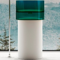 Раковина Abber Kristall 45 AT2701White-Aquamarin-H Белая Бирюзовая искусственный камень (литьевой мрамор), полиэфирная смола напольный