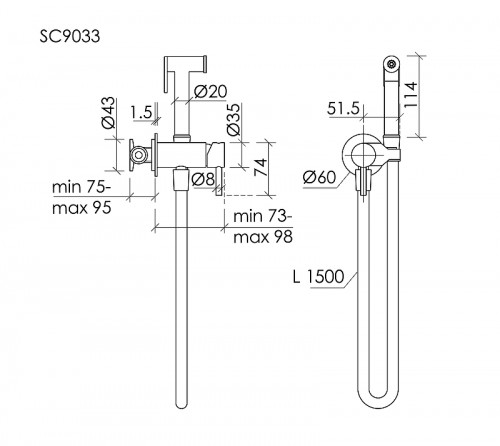 Гигиенический душ со смесителем Sancos Etna SC9033BN цвет Никель брашированный
