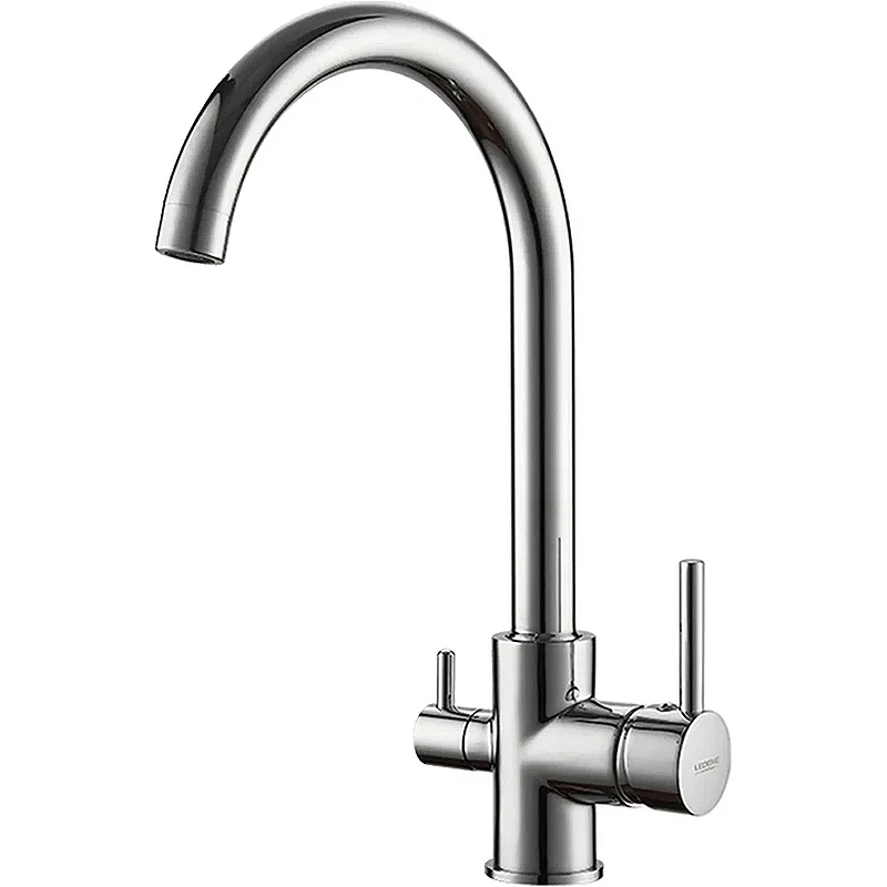 Смеситель для кухни Ledeme 4255-3L Хром латунь