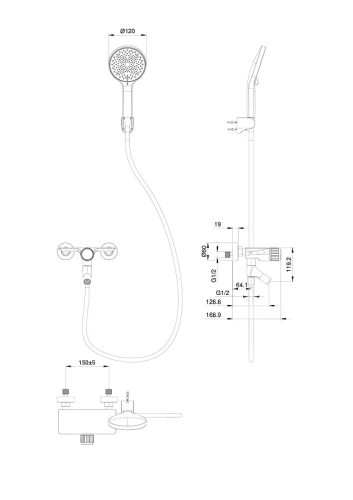Смеситель для ванны Wonzon &amp; Woghand Click WW-FE05L221-BG цвет Брашированное золото